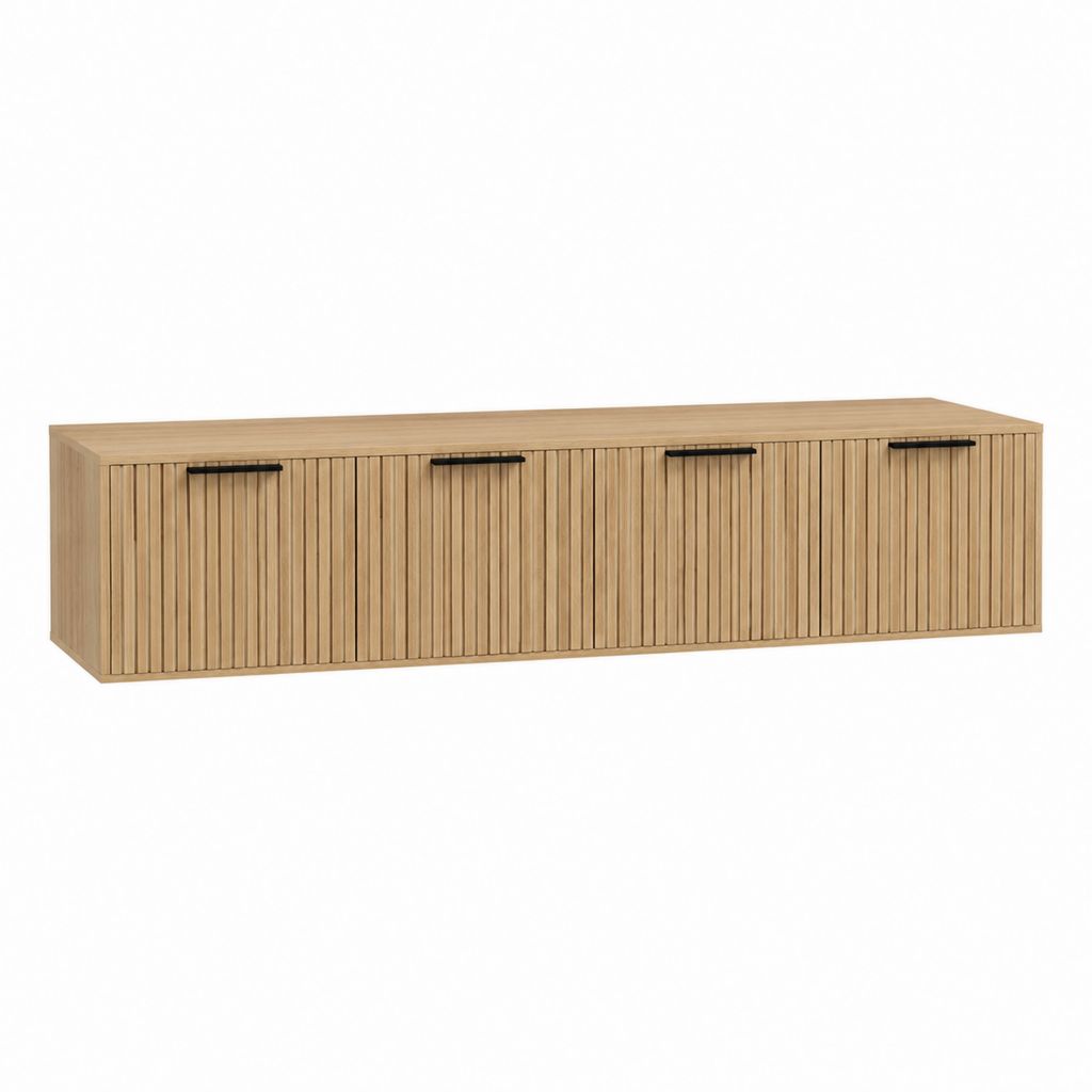 TV-Lowboard Eiche furniert mit Lamellentüren 180 x 40 x 50 cm