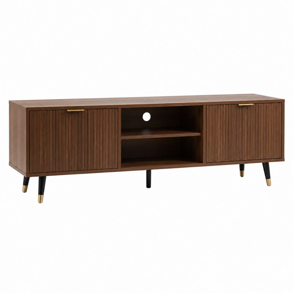 TV-Lowboard Walnussbraun MDF rechteckig mit 2 Türen 160 x 40 x 55 cm