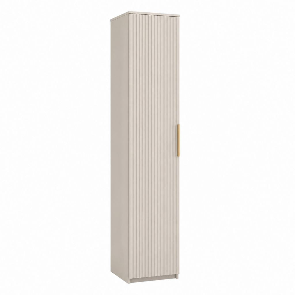 Badezimmer Hochschrank Beige aus melaminharzbeschichteter Spanplatte mit Rillenfront 35 x 35 x 170 cm