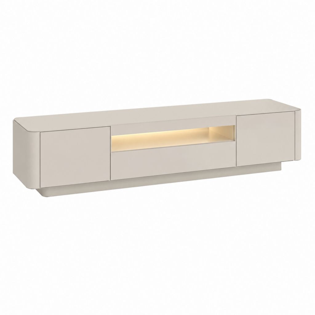TV-Lowboard Beige MDF rechteckig mit LED-Nische 180 x 40 x 45 cm