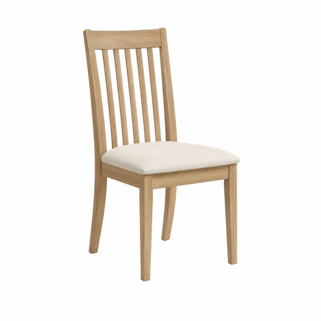 Esszimmerstuhl Eiche Natur mit gepolstertem Polyester-Sitz 45 x 55 x 96 cm