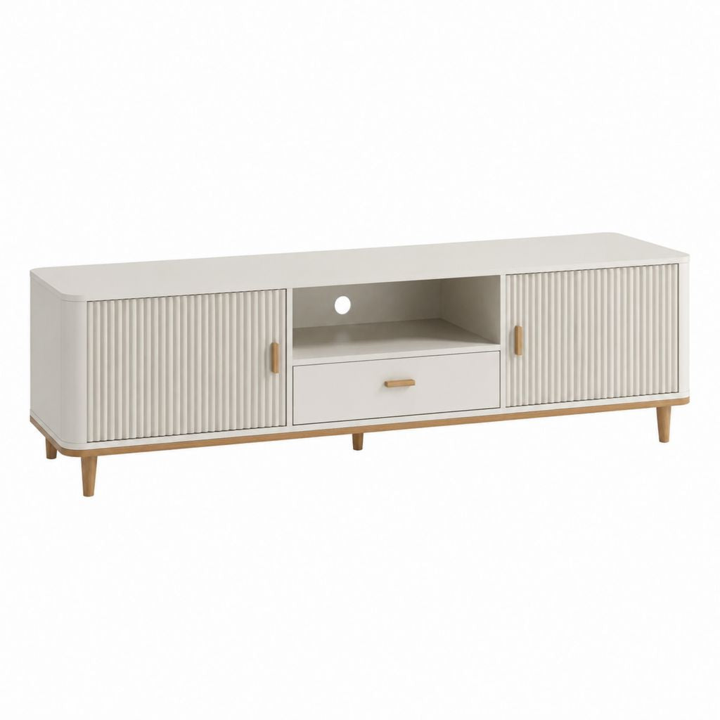 TV Lowboard Weiß MDF mit Rillenfront 160 x 40 x 55 cm