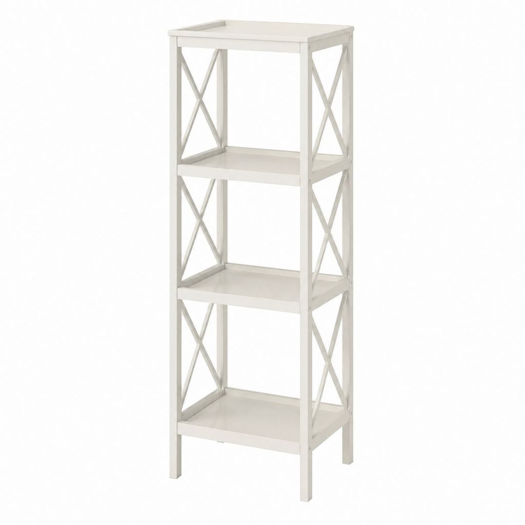 Badregal Standregal Weiß lackiertes MDF rechteckig 41 x 30 x 110 cm