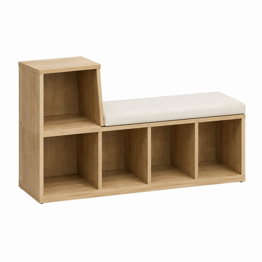 Bücherregal mit Sitzbank Eiche-Optik MDF rechteckig 120 x 40 x 80 cm