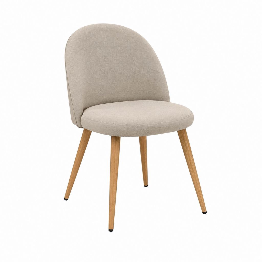 Esszimmerstuhl Beige mit Polyesterbezug und Buchenholzbeinen 48 x 56 x 84 cm