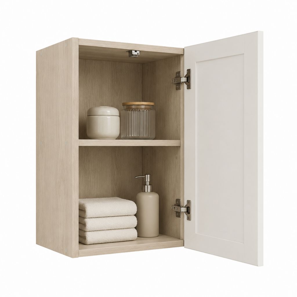 Hängeschrank mit Tür in Weiß und Eicheoptik aus melaminbeschichteter Spanplatte 40 x 20 x 60 cm