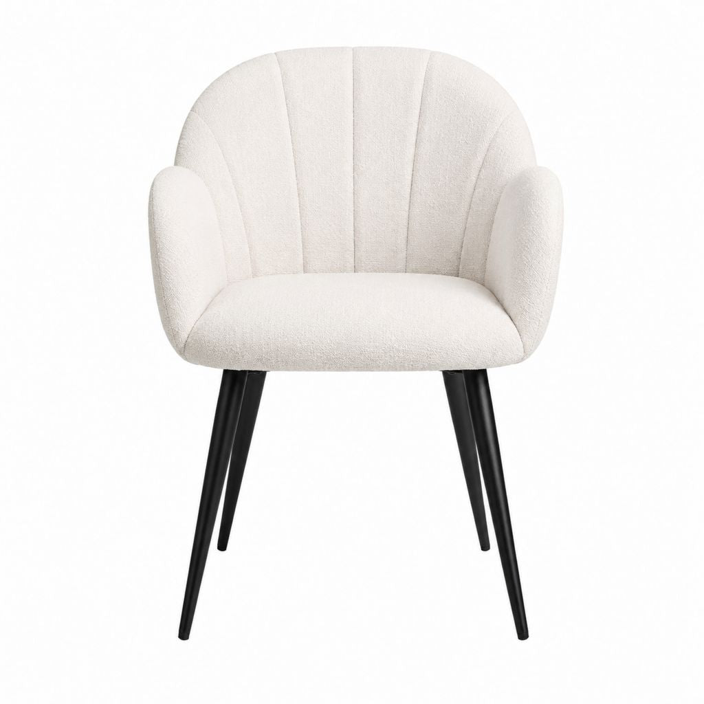 Esszimmerstuhl mit Armlehnen Creme Polyester Bouclé Stahlgestell 60 x 61 x 82 cm