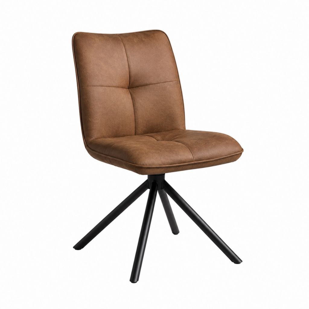 Esszimmerstuhl Braun mit PU-Bezug und Stahlgestell 54 x 60 x 88 cm