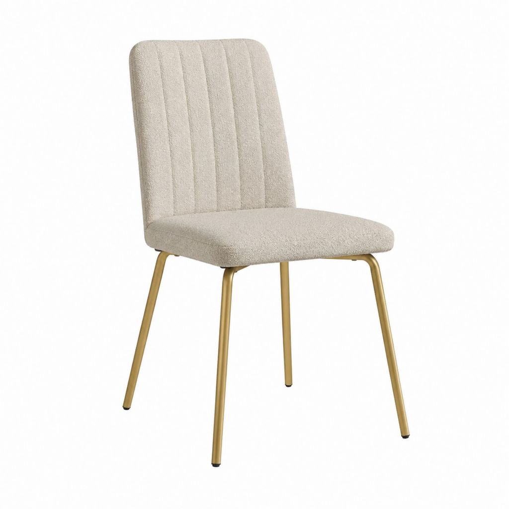 Esszimmerstuhl Beige mit Polyester-Bouclé Stahlgestell Gold 48 x 58 x 85 cm