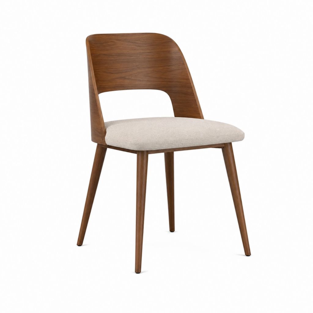 Esszimmerstuhl Walnussbraun mit Polyesterbezug Beige 48 x 54 x 78 cm