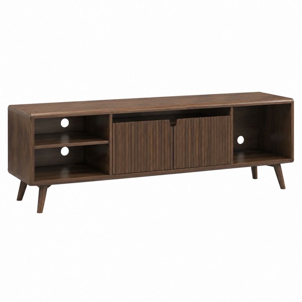 TV-Lowboard Walnussbraun MDF mit Walnussfurnier Rechteckig 160 x 40 x 55 cm