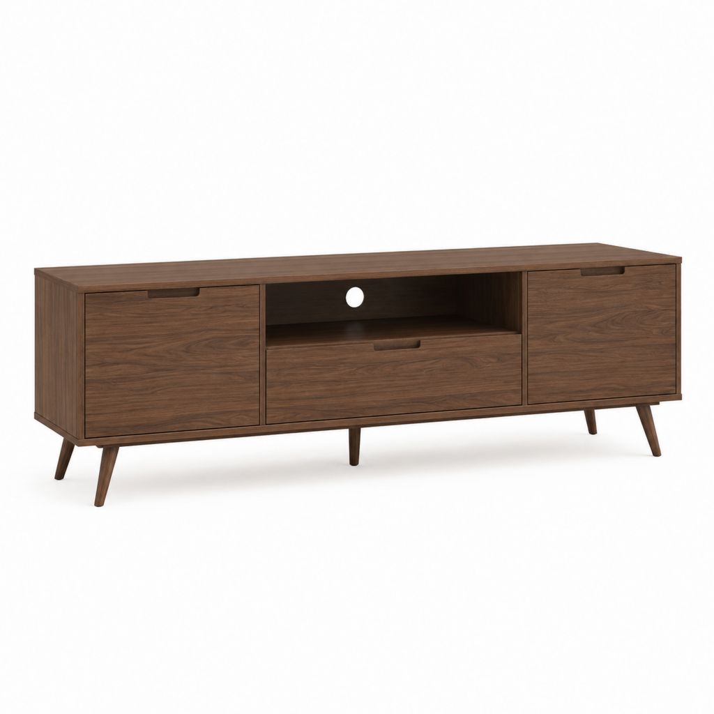 TV Lowboard Walnuss Dekor Holzwerkstoff rechteckig 180 x 40 x 60 cm