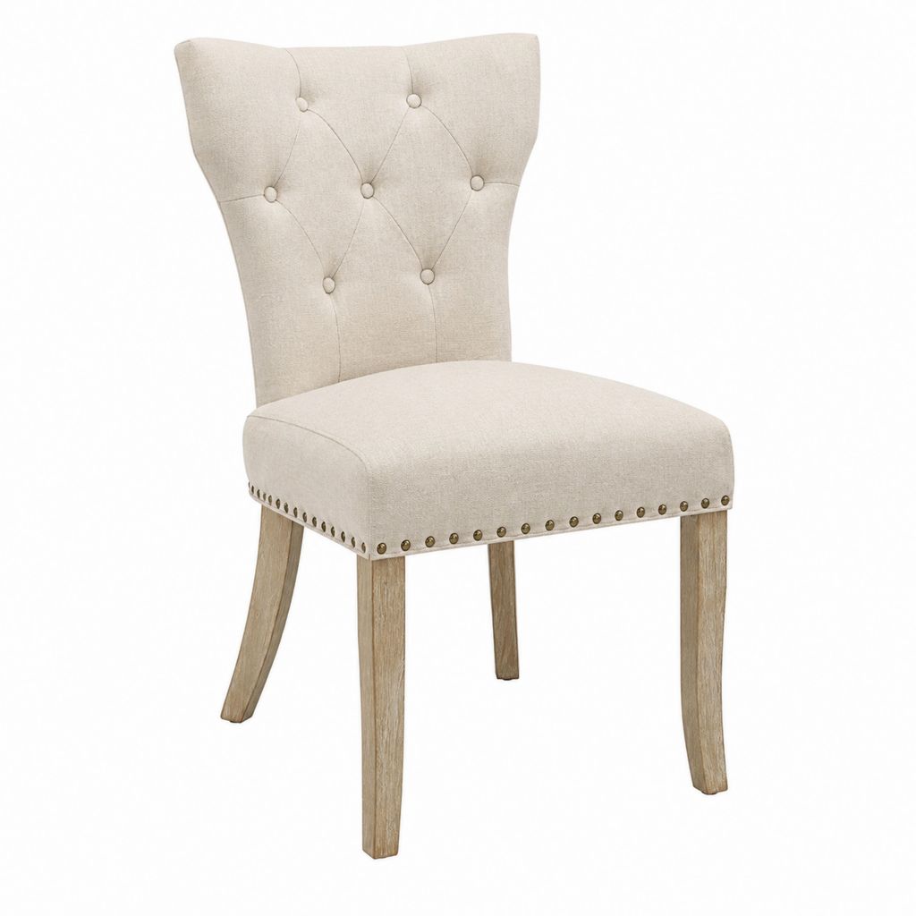 Esszimmerstuhl Beige mit Polyesterbezug Massivholzbeinen 50 x 62 x 100 cm